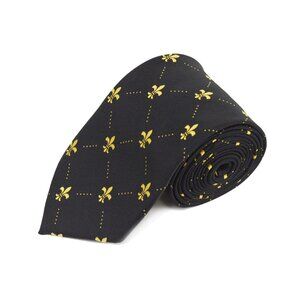 Neck Tie - Men's - Fleur De Lis/ Black /Gold - NWT